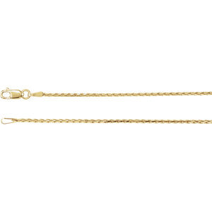 24-inch Diamond Cut Wheat Chain with Lobster Clasp - 14K Yellow Gold