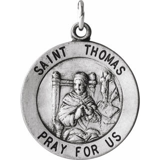 Sterling Silver Round St Thomas Pendant Pendant with Chain