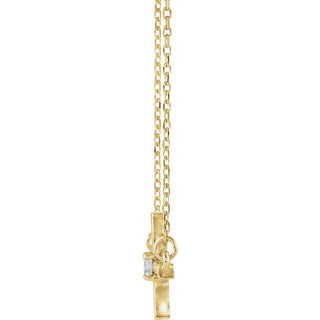 14K Yellow 1/10 CTW Natural Diamond Sideways Cross 16-18" Necklace