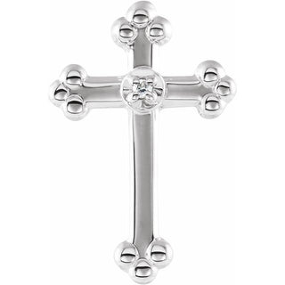 14K White .005 CT Natural Diamond Cross Lapel Pin