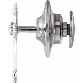 14K White .005 CT Natural Diamond Cross Lapel Pin