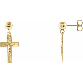 14K Yellow 20x9 mm Crucifix Earring