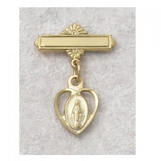Gold over Silver Heart Miraculous Baby Pin/T