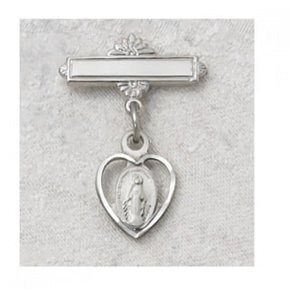Sterling Silver Heart Miraculous Baby Pin/T