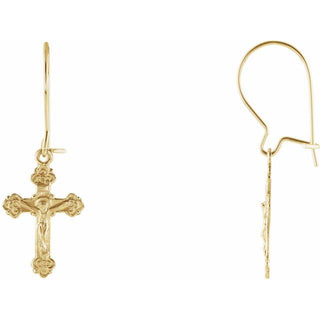 14K Yellow 25x9 mm Crucifix Earring