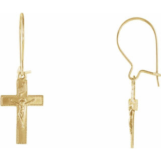 14K Yellow 25x9 mm Crucifix Earring  