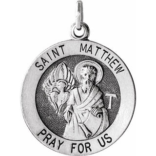 Sterling Silver 22 mm Round Saint Matthew Medal