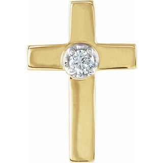 14K Yellow/White .025 CT Natural Diamond Cross Lapel Pin