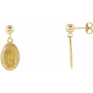 14K Yellow 12x9 mm Miraculous Dangle Earring