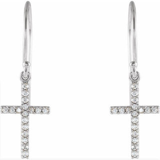 14K White 1/6 CTW Natural Diamond Cross Earrings