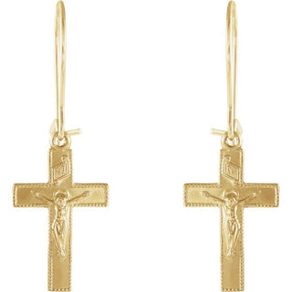 14K Yellow 25x9 mm Crucifix Earring  