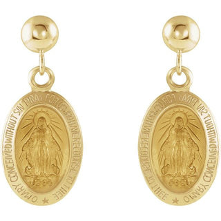 14K Yellow 12x9 mm Miraculous Dangle Earring