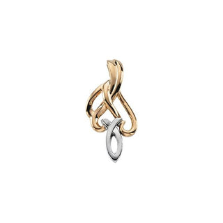 18K Yellow/White 24x11.5 mm Ichthus (Fish) Pendant 