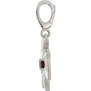 14K White Natural Mozambique Garnet & 1/6 CTW Natural Diamond Charm/Pendant