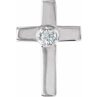 14K White .025 CT Natural Diamond Cross Lapel Pin