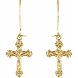 14K Yellow 25x9 mm Crucifix Earring
