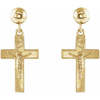 14K Yellow 20x9 mm Crucifix Earring