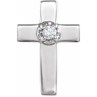 14K White .01 CT Natural Diamond Cross Lapel Pin