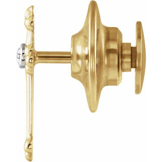 14K Yellow/White .005 CT Natural Diamond Cross Lapel Pin