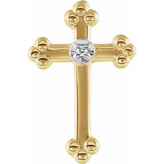 14K Yellow/White .005 CT Natural Diamond Cross Lapel Pin