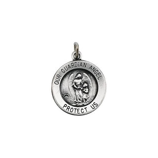 Sterling Silver 18 mm Guardian Angel Medal  