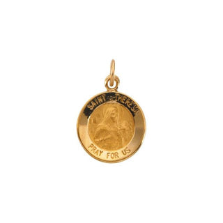 14K Yellow 12 mm Round Saint Theresa Medal
