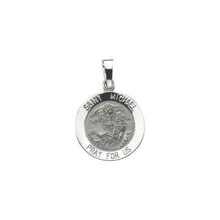 14K White Saint Michael Medal Pendant