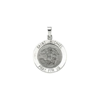 14K White Saint Michael Medal Pendant