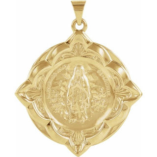 14K Yellow 31x31 mm Our Lady of Lourdes Medal