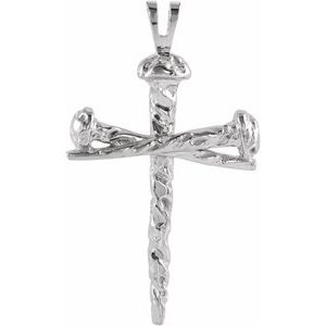 14K X1 White Nail Design Cross Pendant