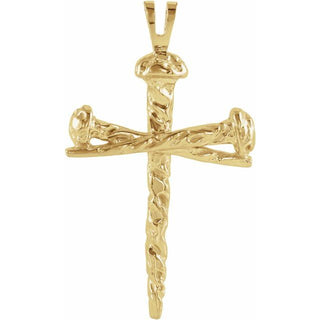 10K Yellow Nail Design Cross Pendant