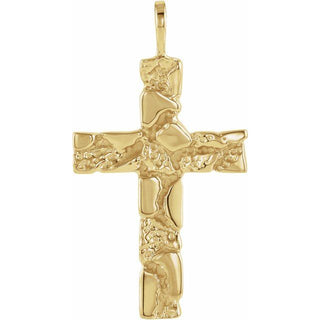 18K Yellow Nugget Cross Pendant