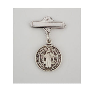 Sterling Silver St. Benedict Baby Pin Deluxe Box