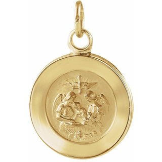 14K Yellow 15 mm Round Baptismal Medal Pendant 