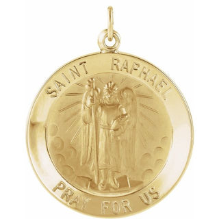 14K Yellow 25 mm Round Saint Raphael Medal