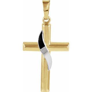 14K Yellow/White 20.5x14 mm Cross Pendant