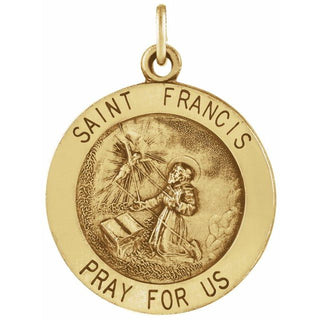 14K Yellow 18 mm Round Saint Francis of Assisi Medal