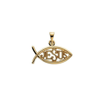 18K Yellow 18x11 mm Jesus Ichthus (Fish) Pendant