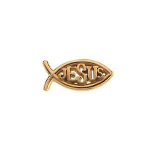 14K Yellow Ichthus with Jesus Lapel Pin