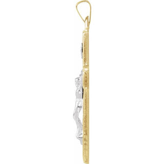 14K Yellow/White 37.6x22 mm Hollow Crucifix Pendant