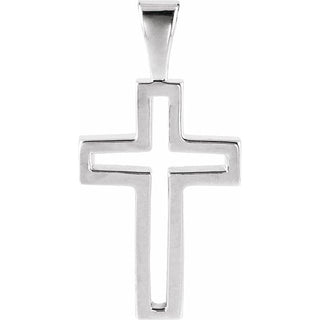 14K White Cross Pendant