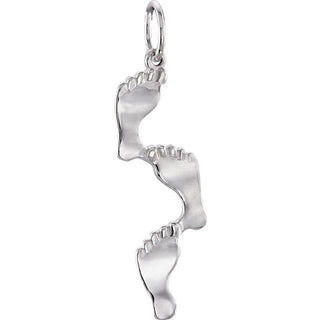 Sterling Silver 28x7 mm Footprints Pendant