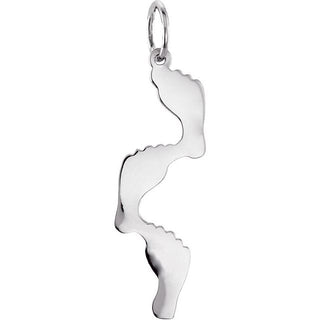 Sterling Silver 28x7 mm Footprints Pendant
