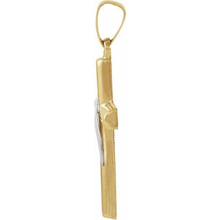 14K Yellow/White 20.5x14 mm Cross Pendant