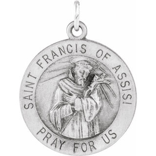 Sterling Silver 18 mm Round Saint Francis of Assisi Medal 