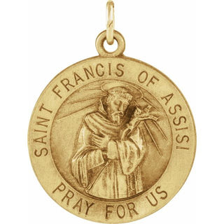 14K Yellow 18 mm Round Saint Francis of Assisi Medal