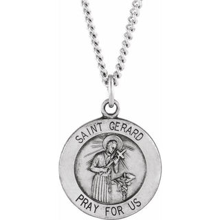 Sterling Silver 15 mm Saint Gerard Medal 18" Necklace 
