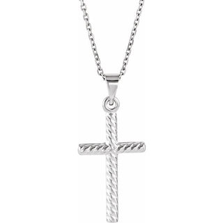 Sterling Silver Rope Cross 18" Necklace