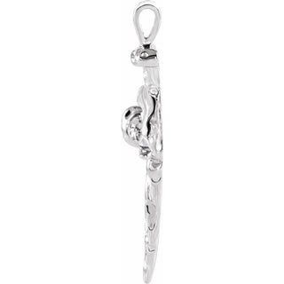 14K X1 White Nail Design Cross Pendant