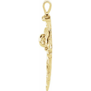 14K Yellow Nail Design Cross Pendant